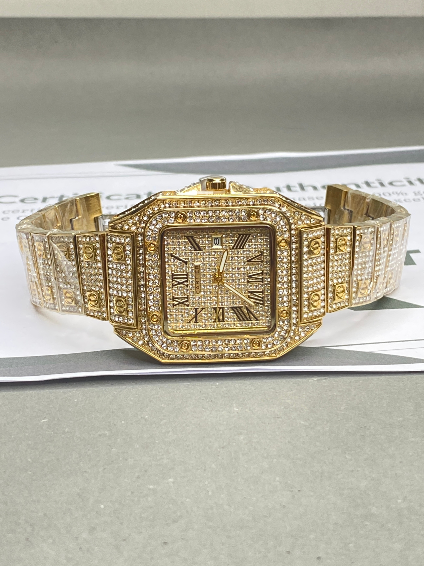 CARTIER Iced Out Design Luxury Stainless Steel Made Analog Watch