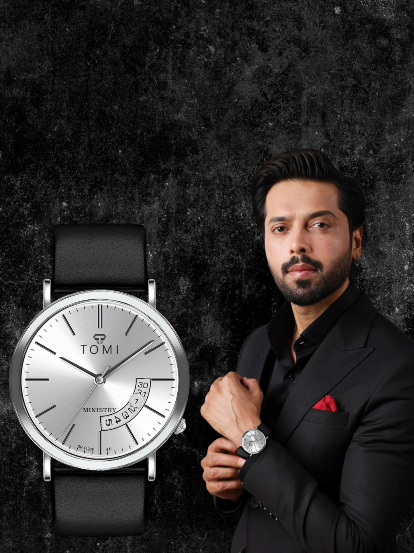 TOMI T-018 Analog Time Classic Slim Design Strap Watch For Men With Date Display