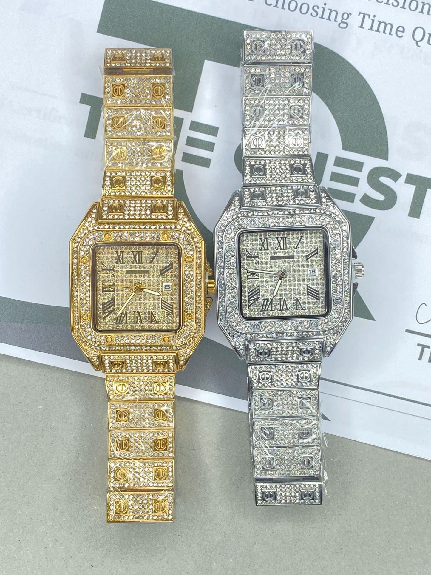 CARTIER Iced Out Design Luxury Stainless Steel Made Analog Watch