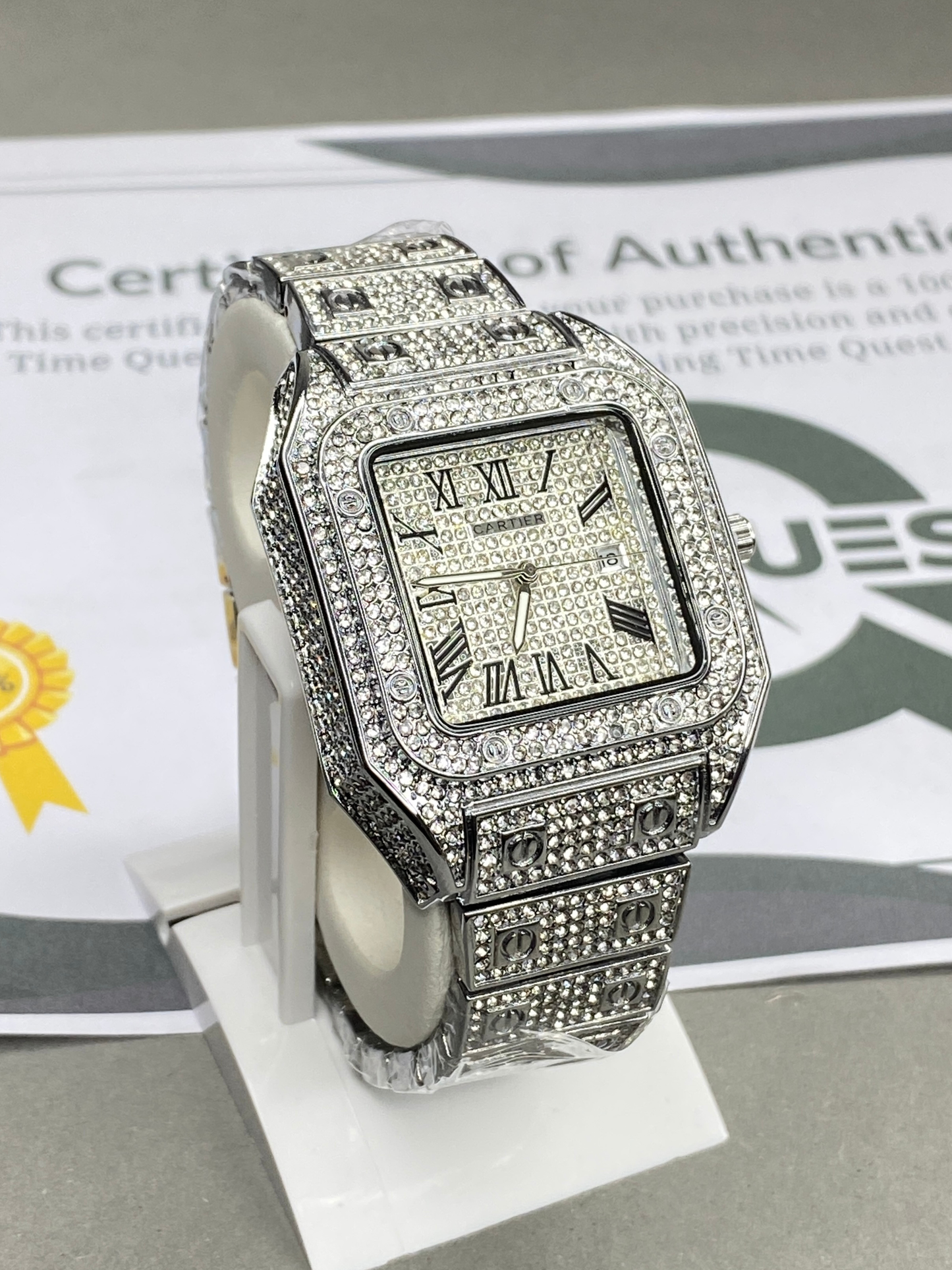 CARTIER Iced Out Design Luxury Stainless Steel Made Analog Watch