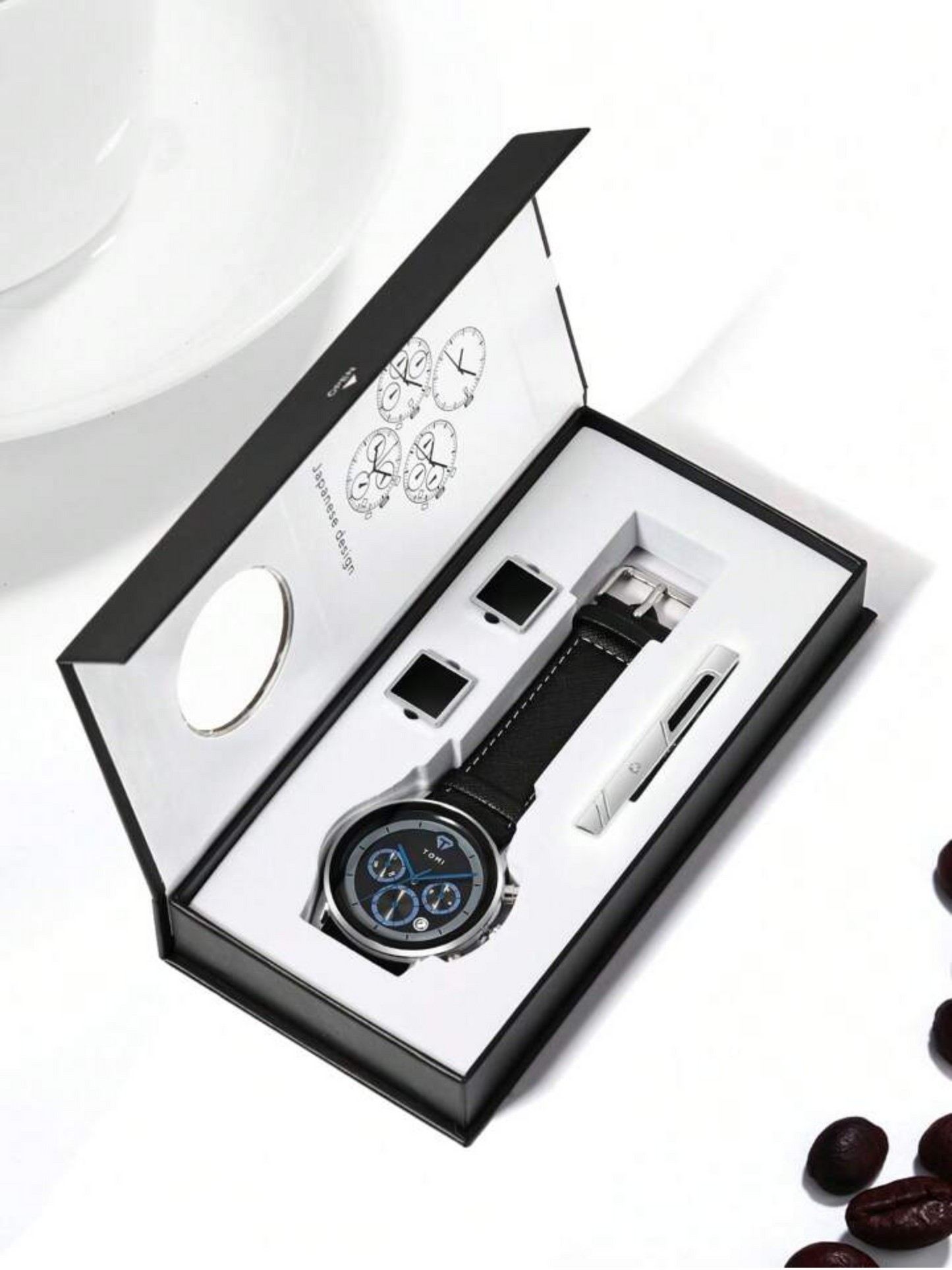 TOMI T-603 S6 Series Luxury Men’s Watch Gift Set with Cufflinks & Tie Pin Elegant Business Box