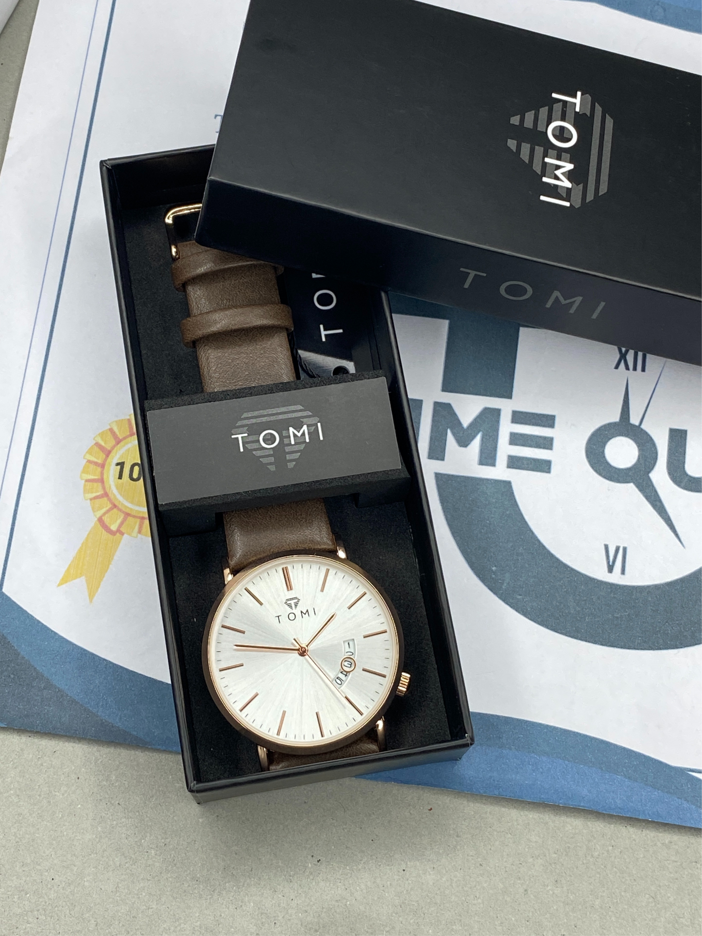 TOMI T-018 Analog Time Classic Slim Design Strap Watch For Men With Date Display