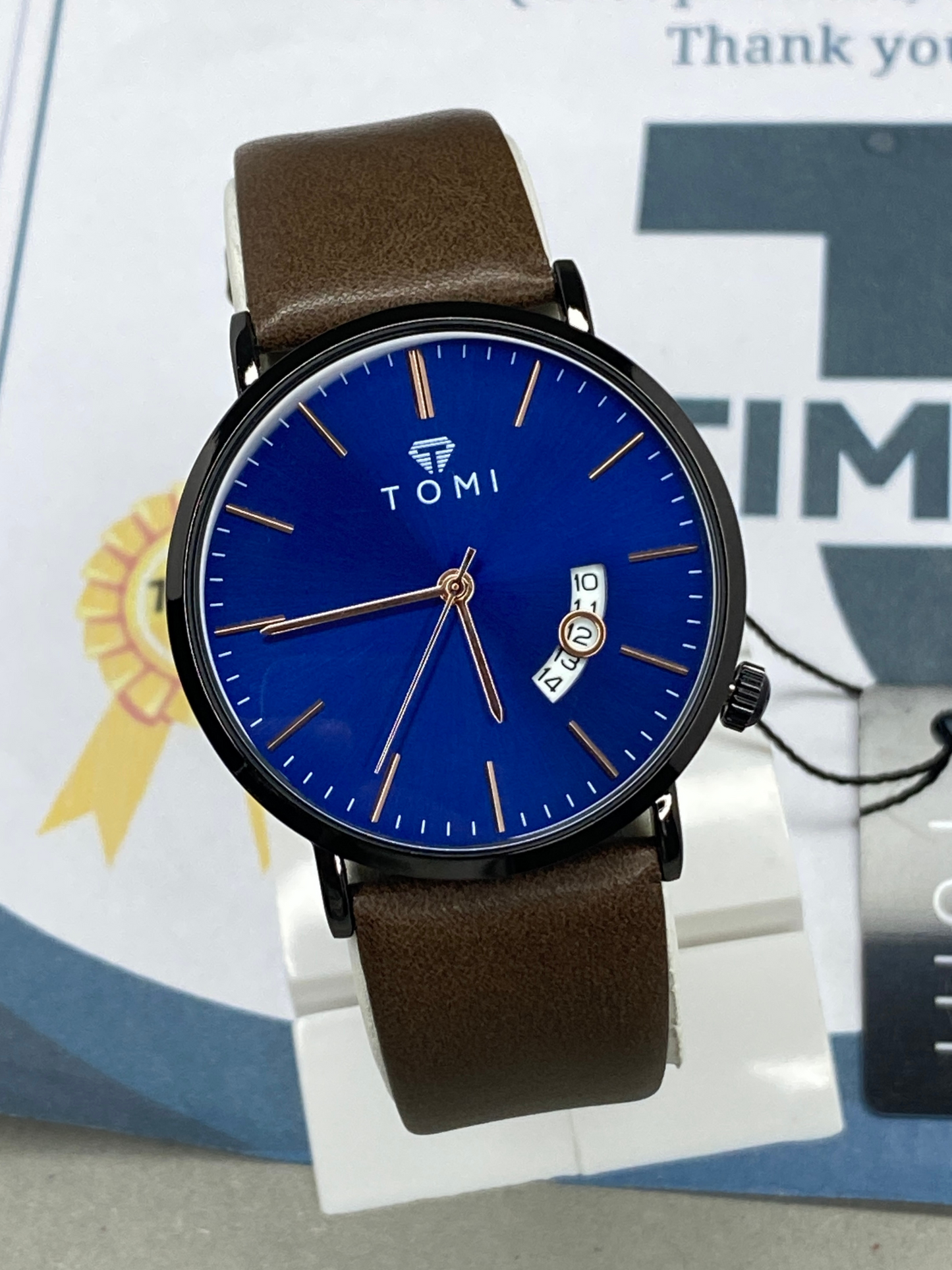 TOMI T-018 Analog Time Classic Slim Design Strap Watch For Men With Date Display