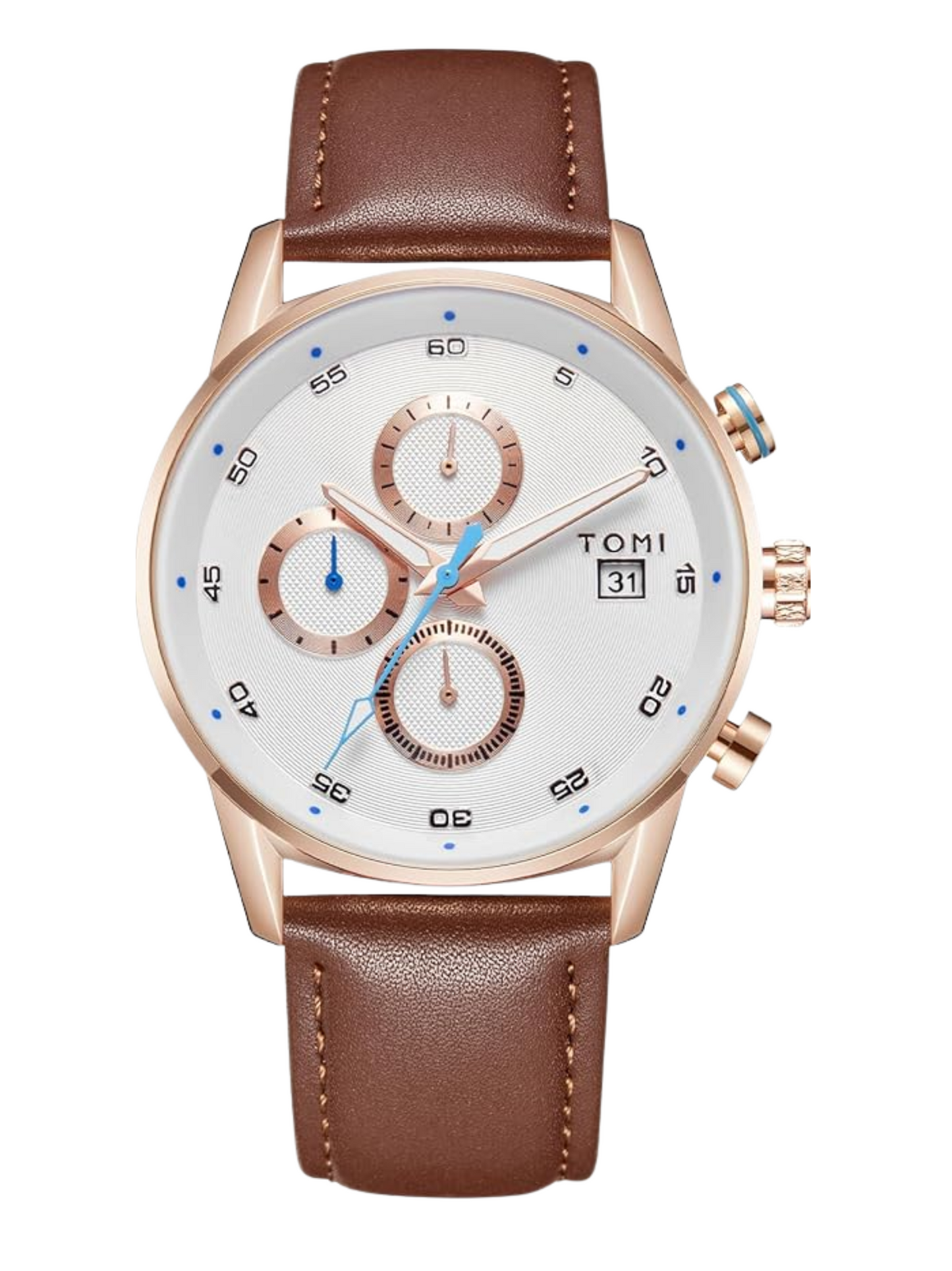 TOMI T-601 S6 Series Chronograph Luxury Watch Gift Set with Cufflinks & Tie Pin for Men