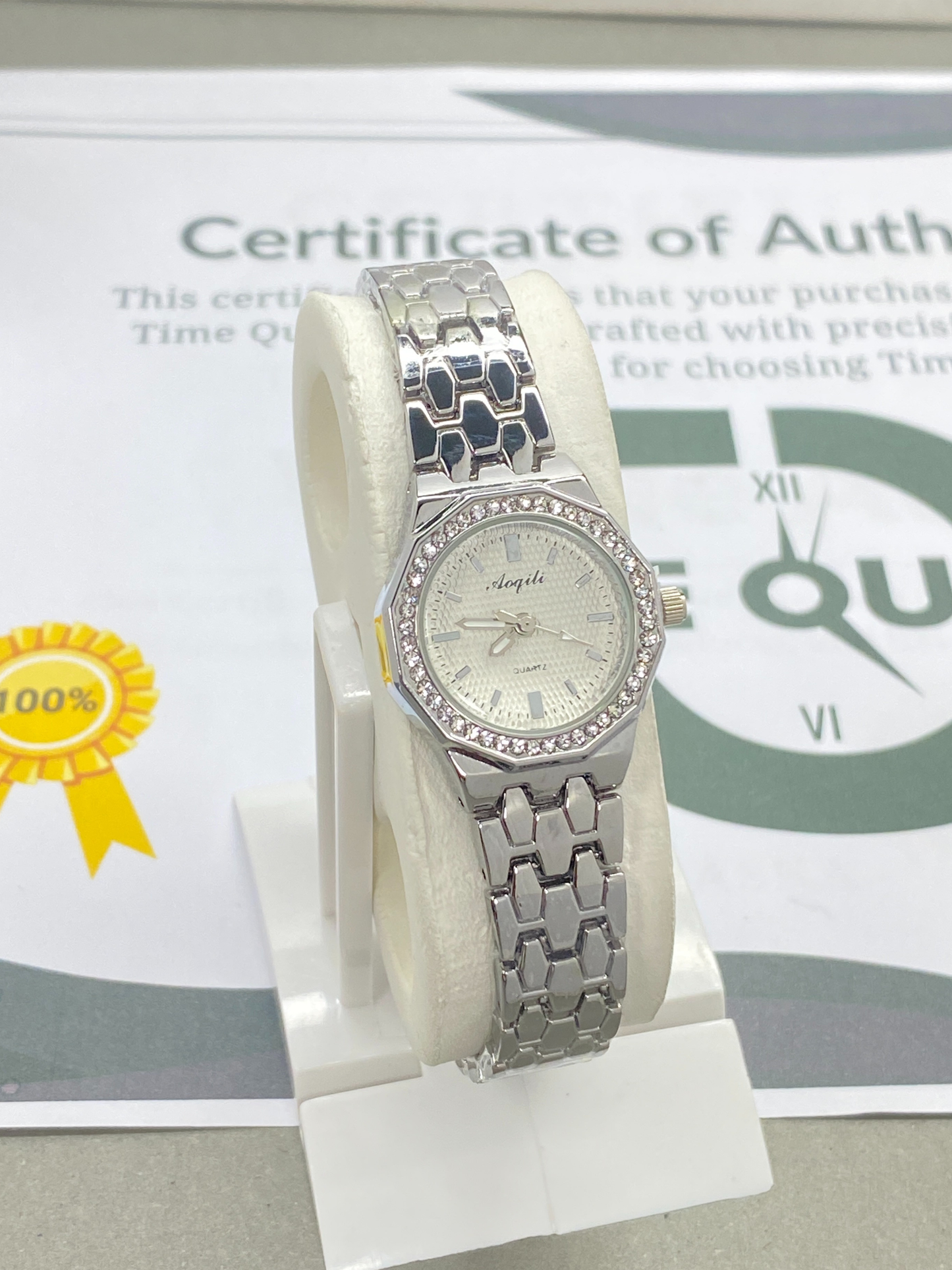 AOQILI Octagonal Dial Ladies Luxury Stainless Steel Watch