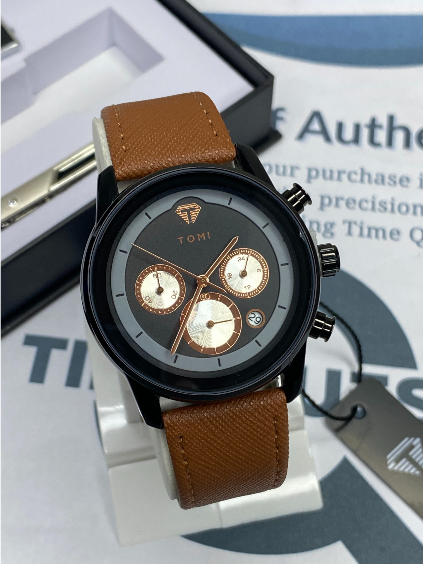 TOMI T-603 S6 Series Luxury Men’s Watch Gift Set with Cufflinks & Tie Pin Elegant Business Box