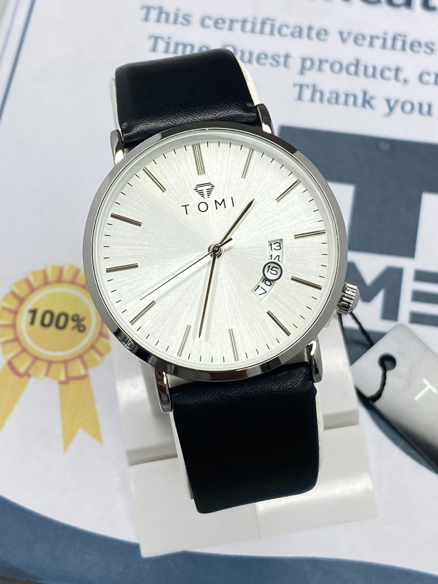 TOMI T-018 Analog Time Classic Slim Design Strap Watch For Men With Date Display