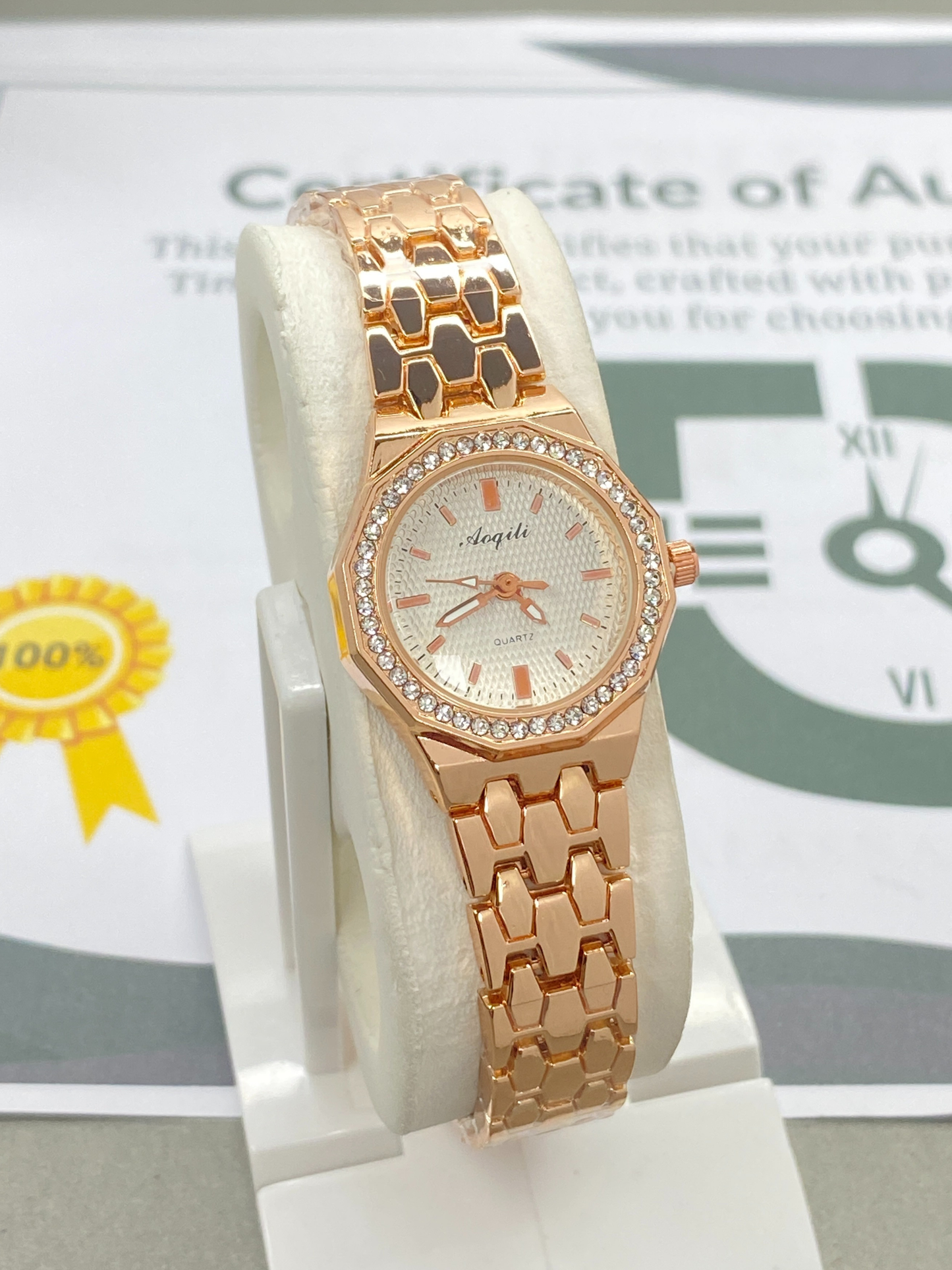 AOQILI Octagonal Dial Ladies Luxury Stainless Steel Watch