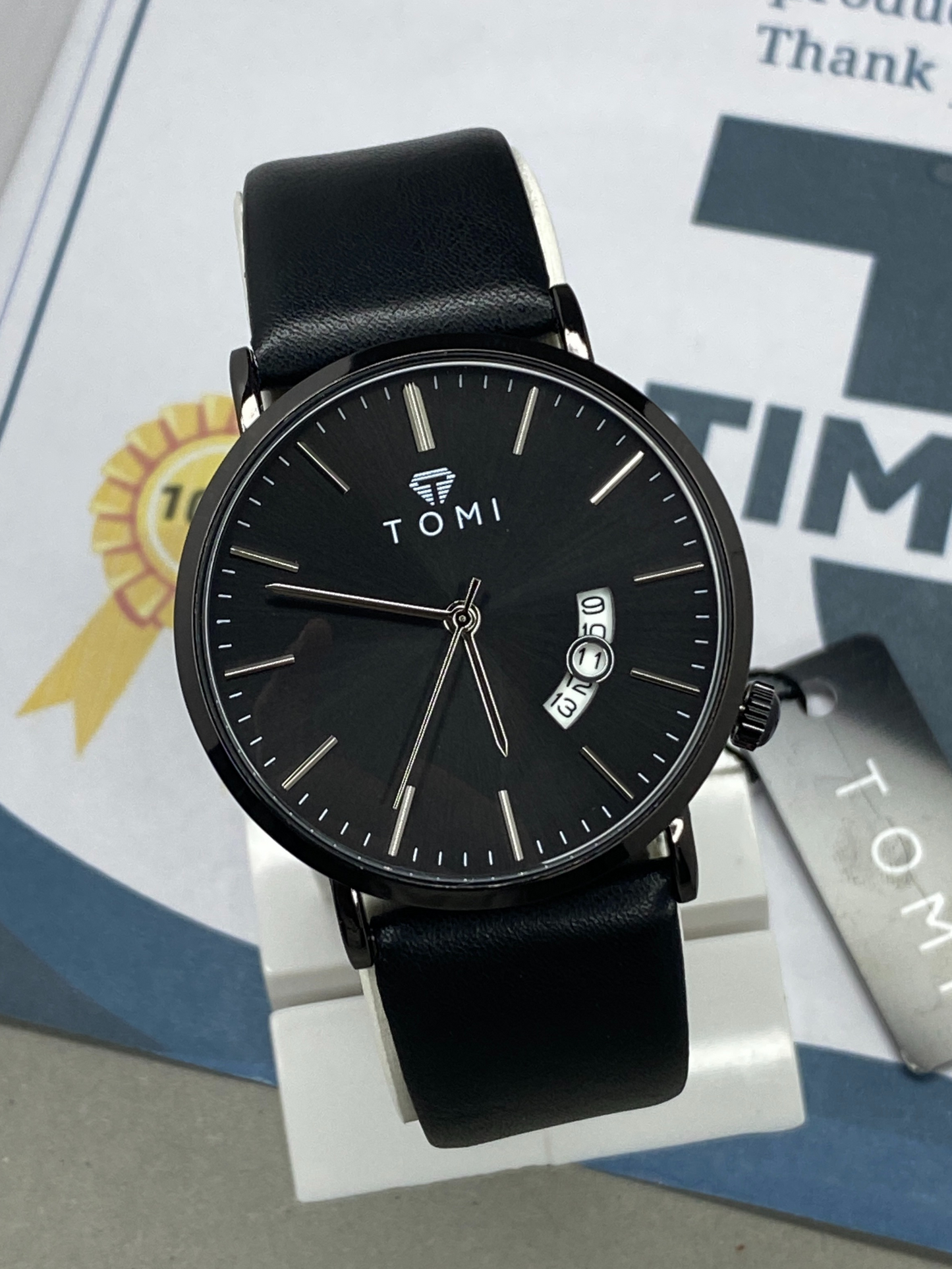 TOMI T-018 Analog Time Classic Slim Design Strap Watch For Men With Date Display