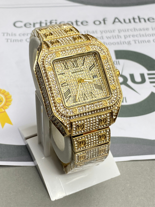 CARTIER Iced Out Design Luxury Stainless Steel Made Analog Watch