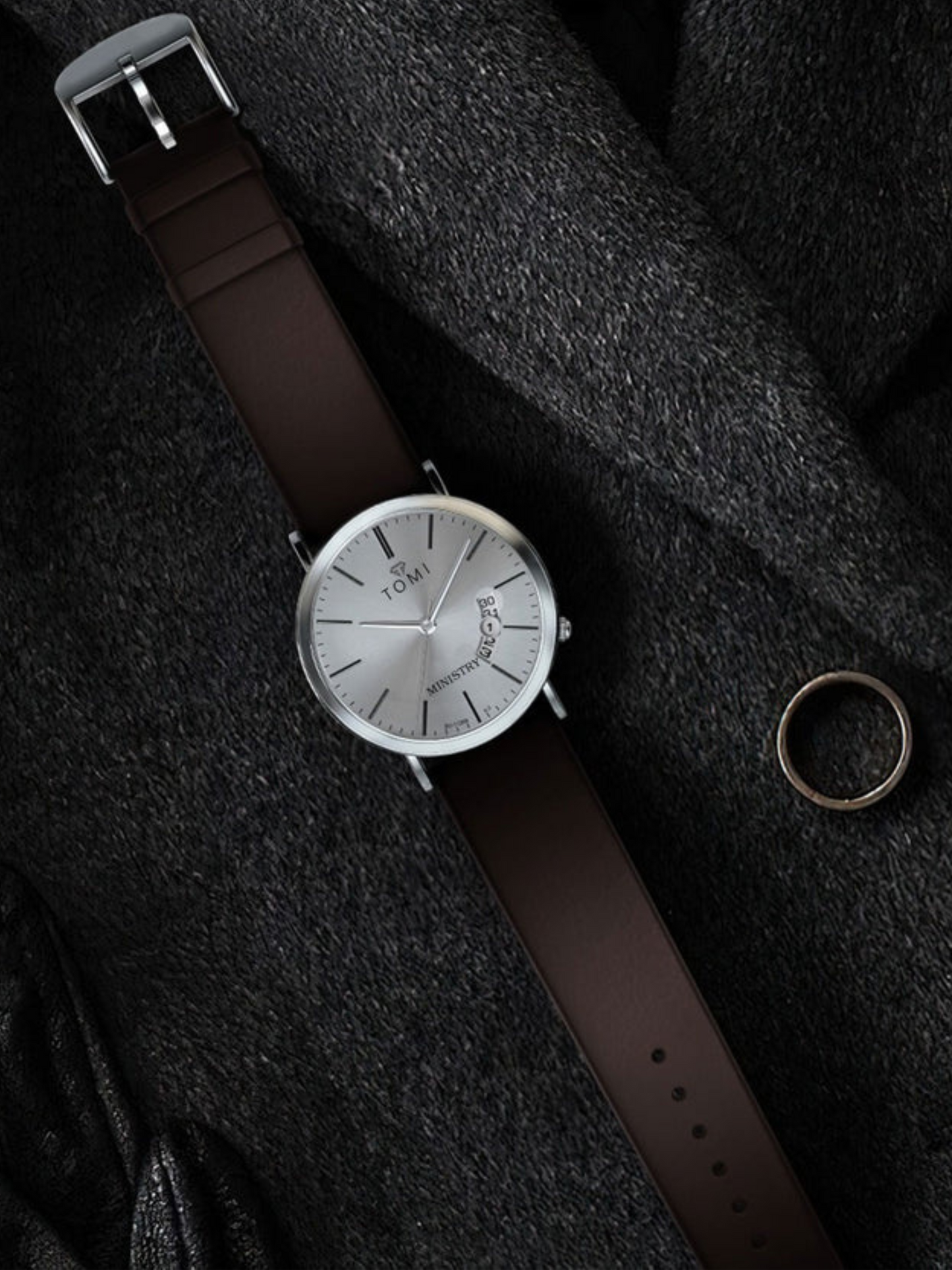 TOMI T-018 Analog Time Classic Slim Design Strap Watch For Men With Date Display