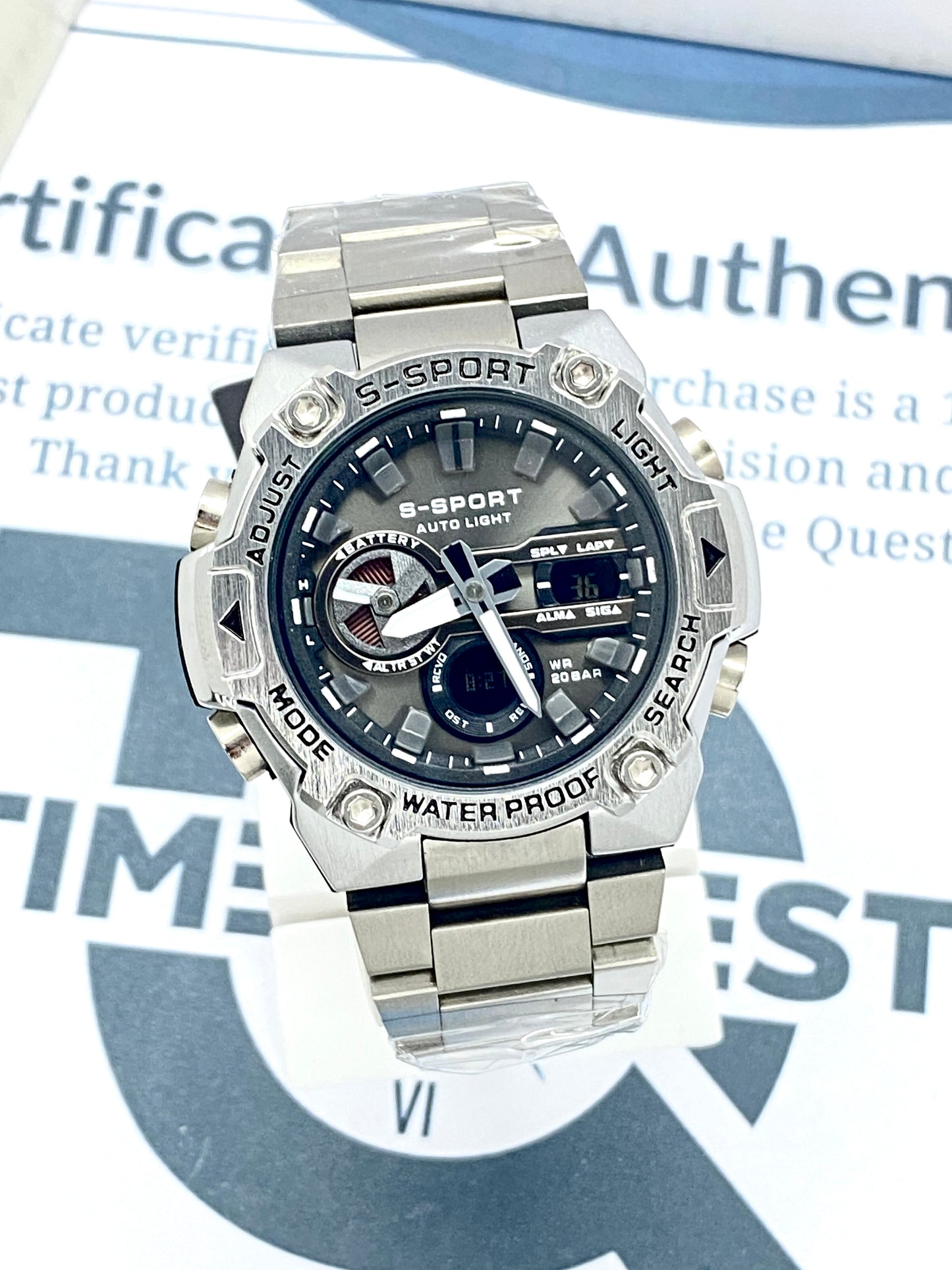S SPORT Dual Time Stainless Steel Made Muti-Functional Chain Watch For Men