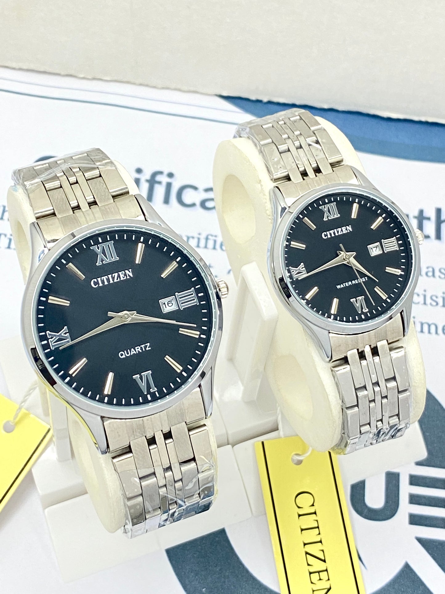 CITIZEN Analog Quartz Couple Watches With Date Display