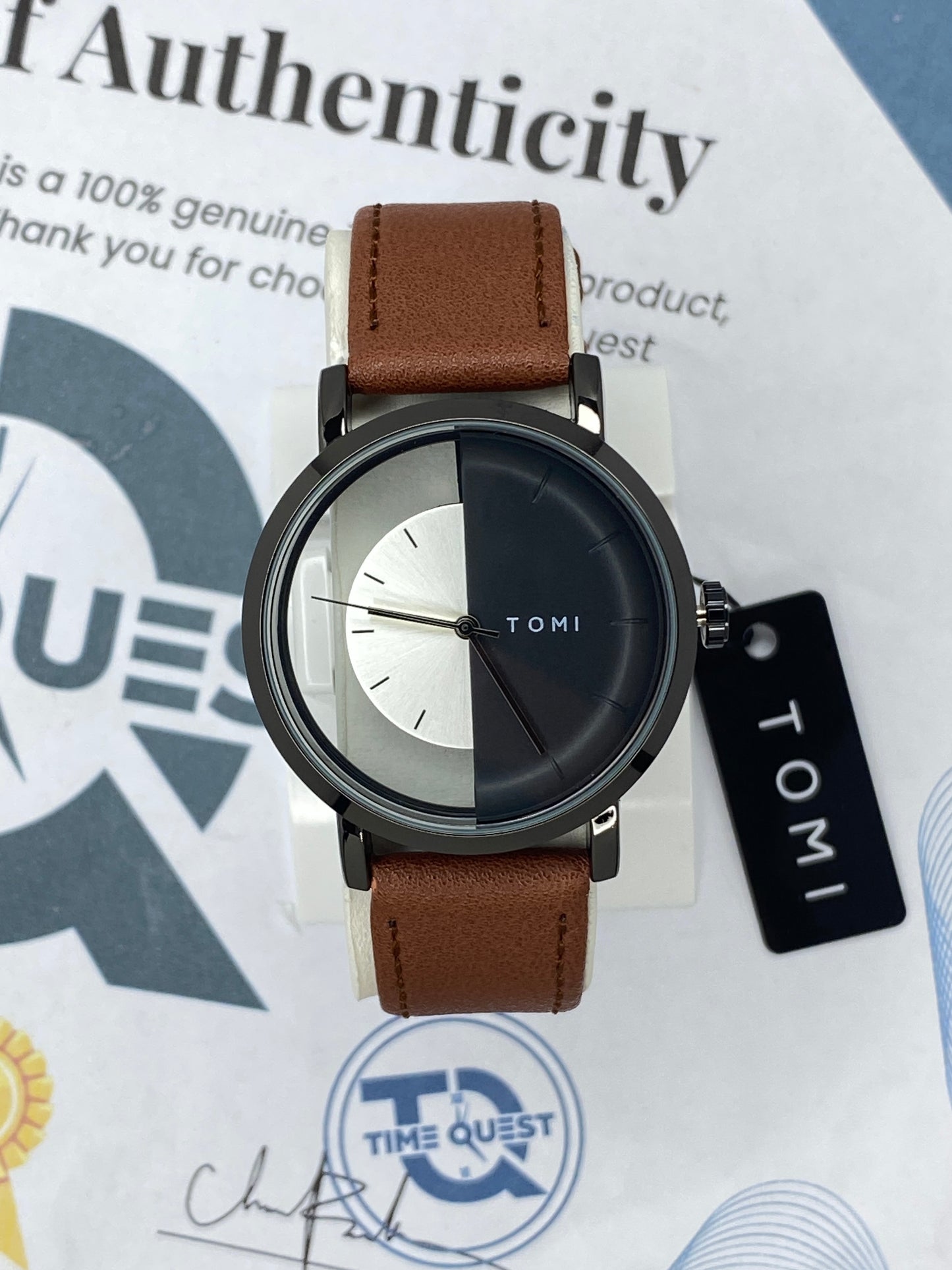 Tomi T-080 Transparent Design Leather Strap Watch