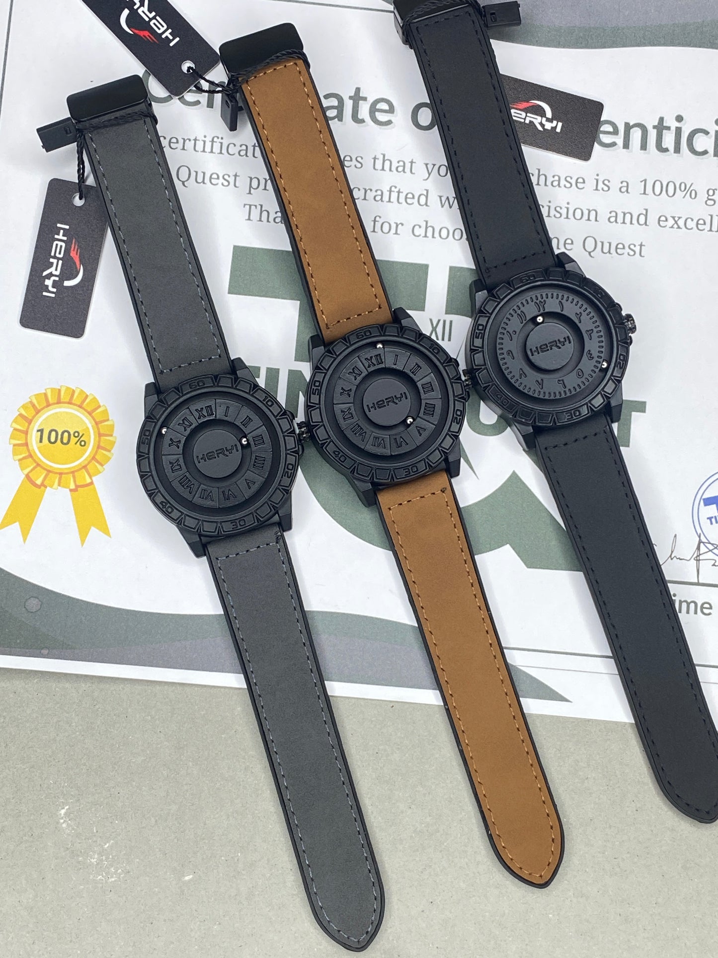 HERYI Revolutionary Bearing Watch With Metallic Dial Magnetic Lock & Silicone Straps