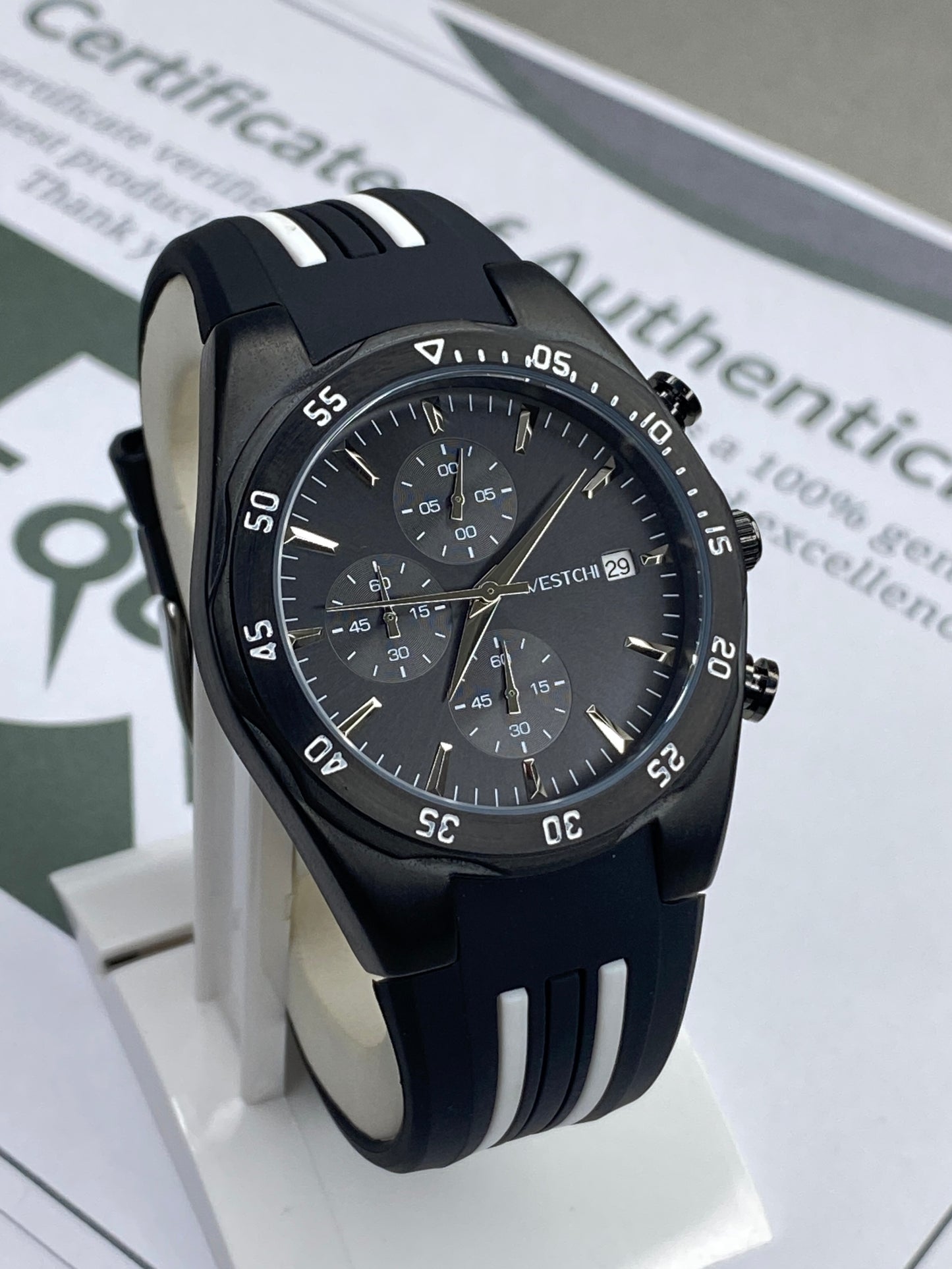 WESTCHI Chronograph Watch – Sleek Style with Silicone Rubber Comfort