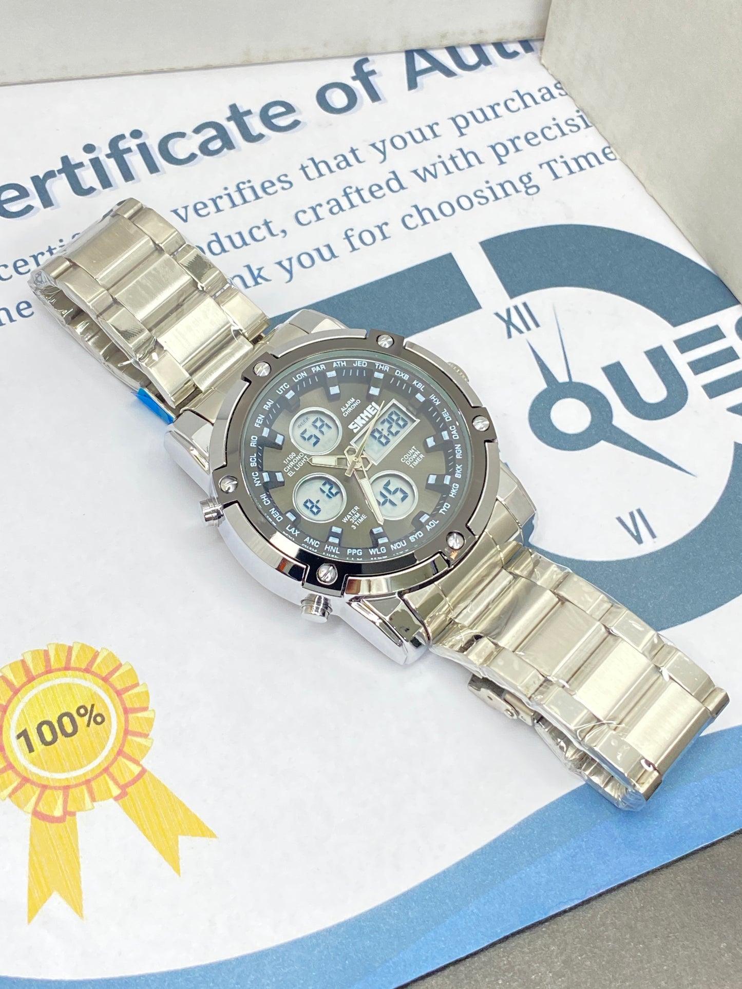 SKMEI 1389 Dual Time Multifunctional Chain Watch For Men
