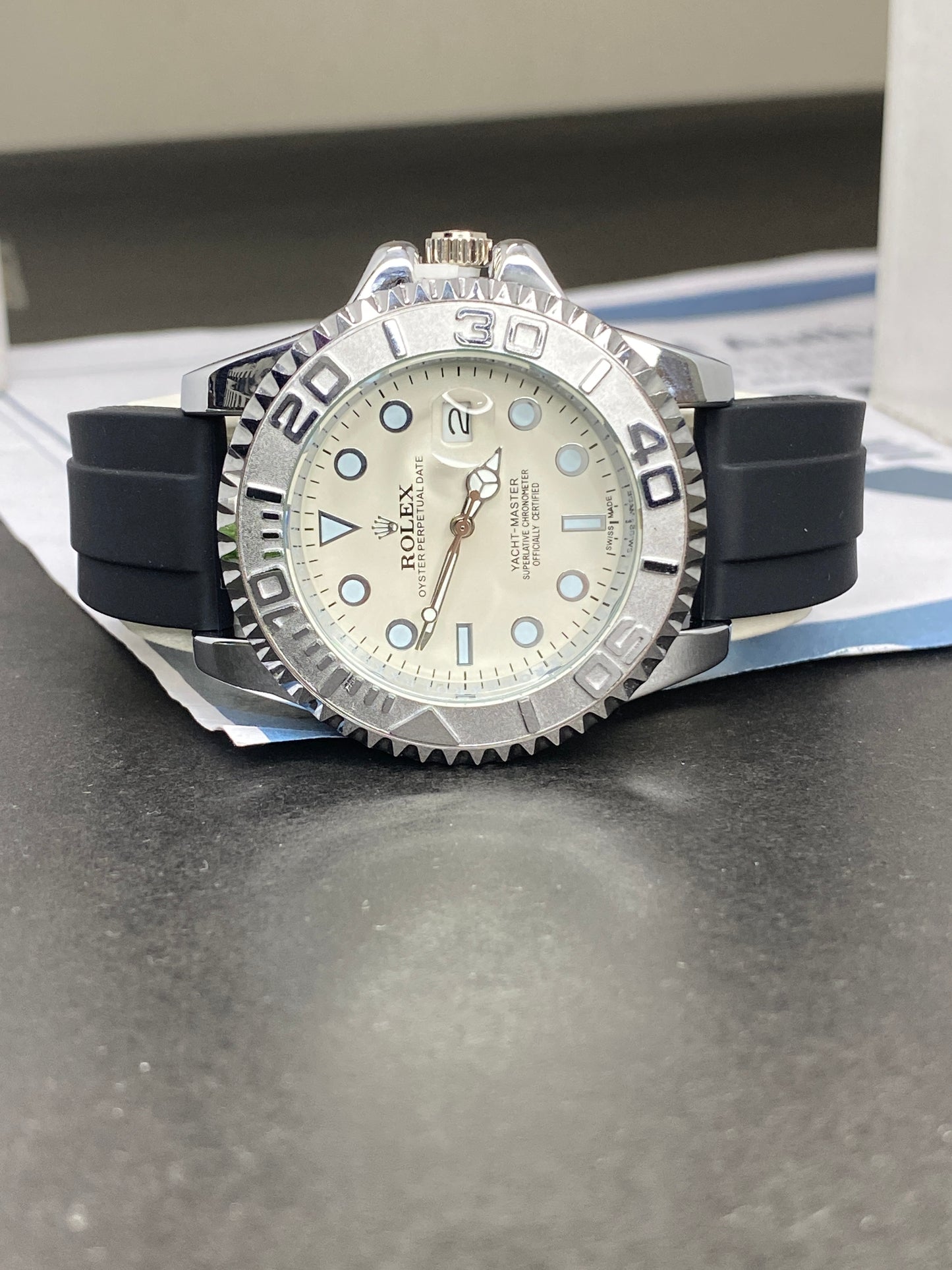 Luxury Yacht Master Oyster Rubber Straps Watch With Master Lock