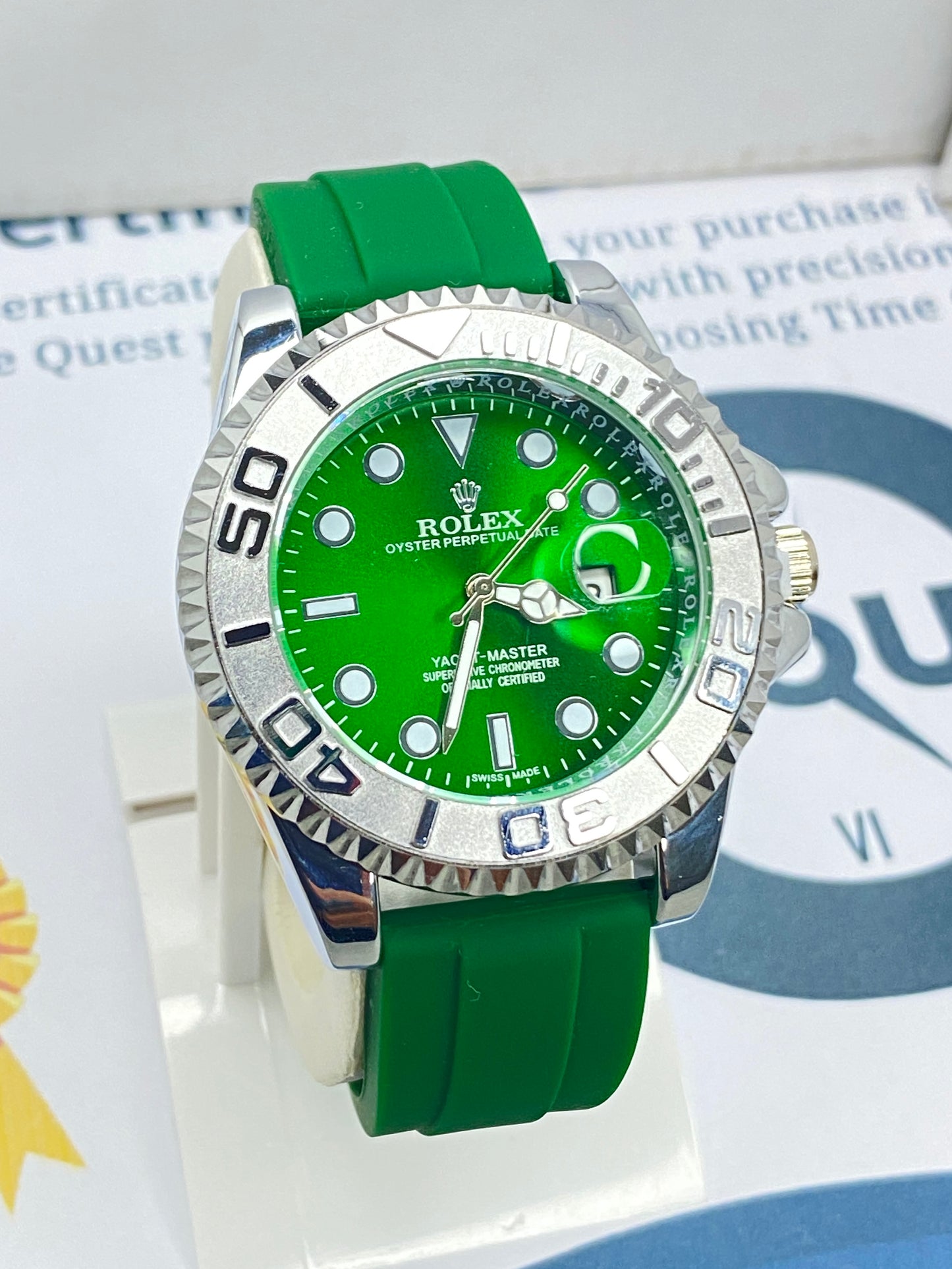 Luxury Yacht Master Oyster Rubber Straps Watch With Master Lock