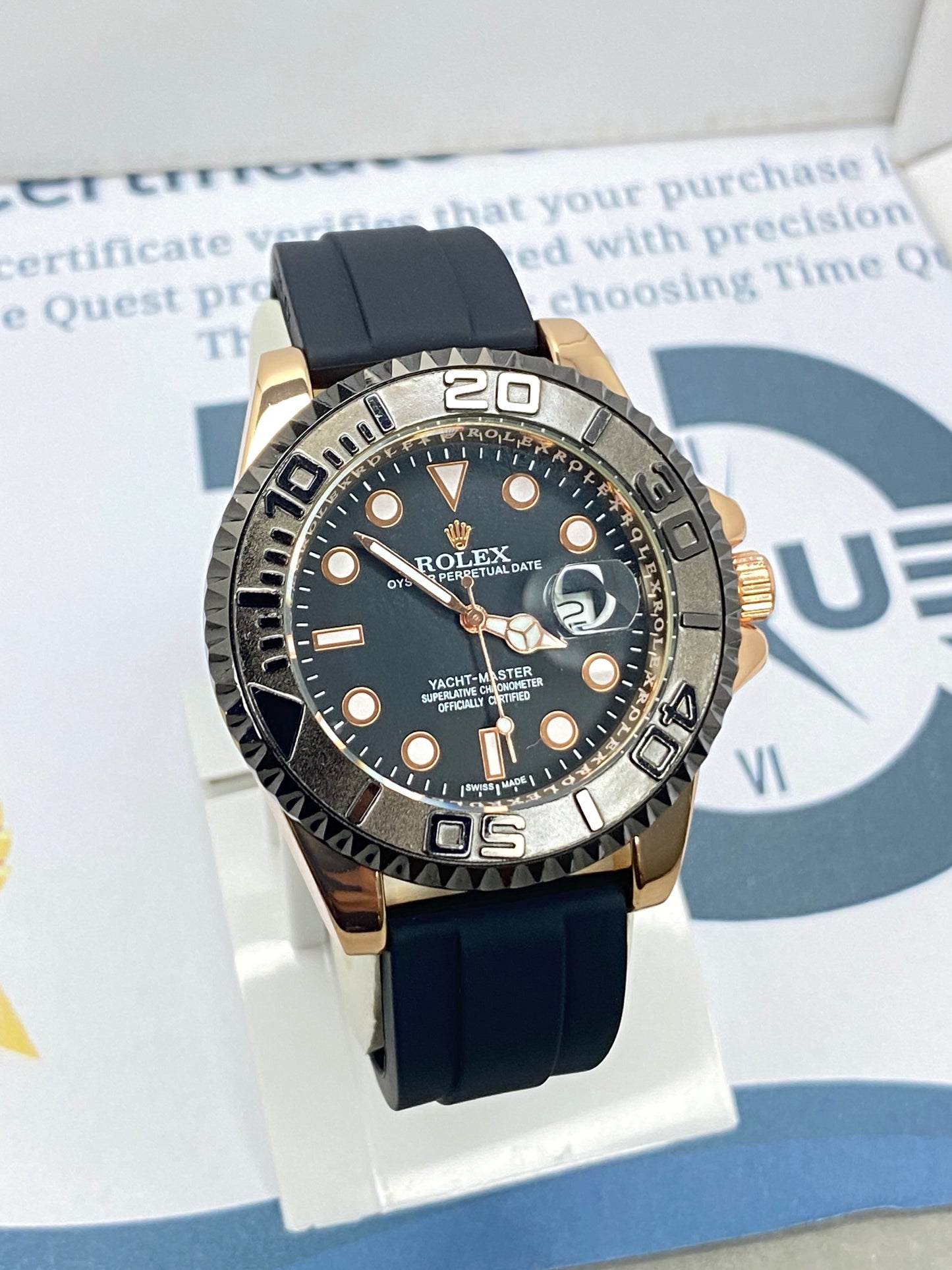 Luxury Yacht Master Oyster Rubber Straps Watch With Master Lock