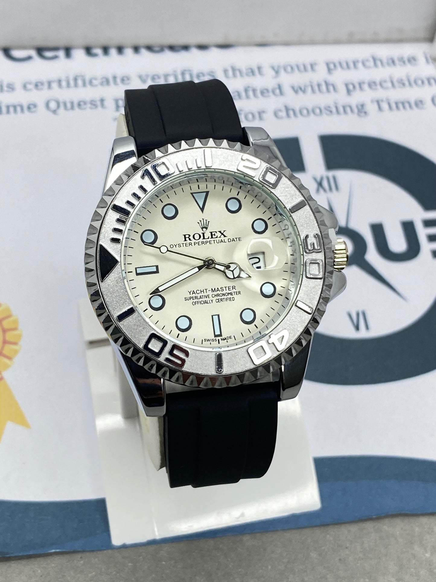 Luxury Yacht Master Oyster Rubber Straps Watch With Master Lock