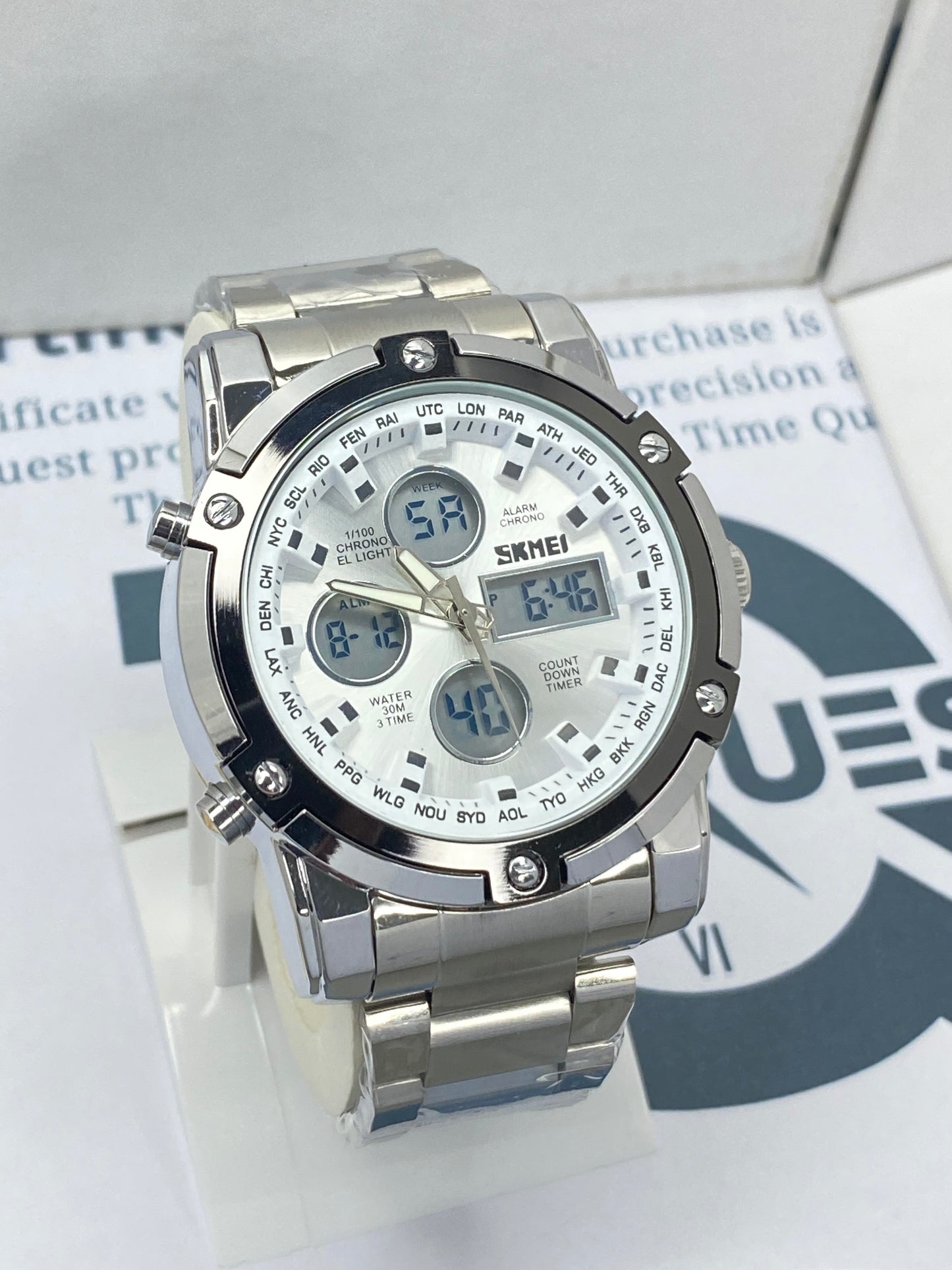 SKMEI 1389 Dual Time Multifunctional Chain Watch For Men