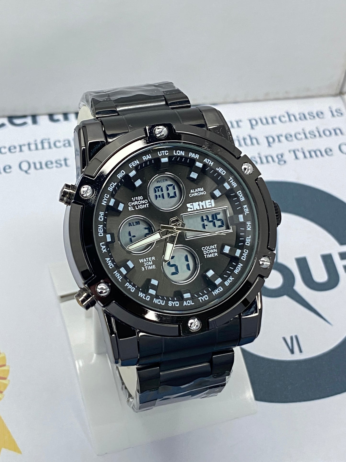 SKMEI 1389 Dual Time Multifunctional Chain Watch For Men