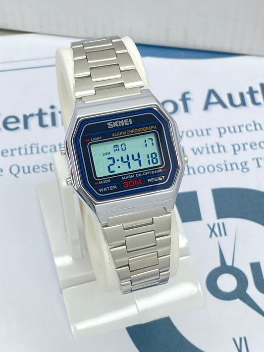SKMEI-1123 Digital Time Format Stainless Steel Made Water Resistant Watch For Men