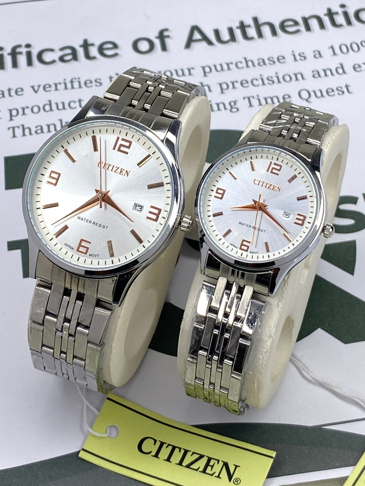 CITIZEN Analog Quartz Movement Couple Watches With Date Display