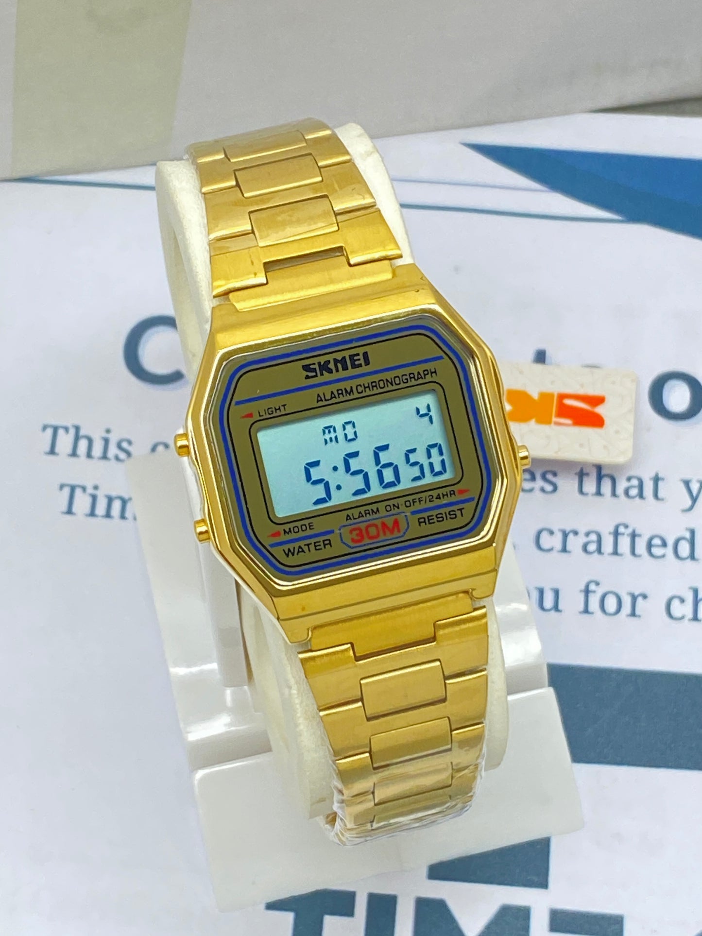 SKMEI-1123 Digital Time Format Stainless Steel Made Water Resistant Watch For Men