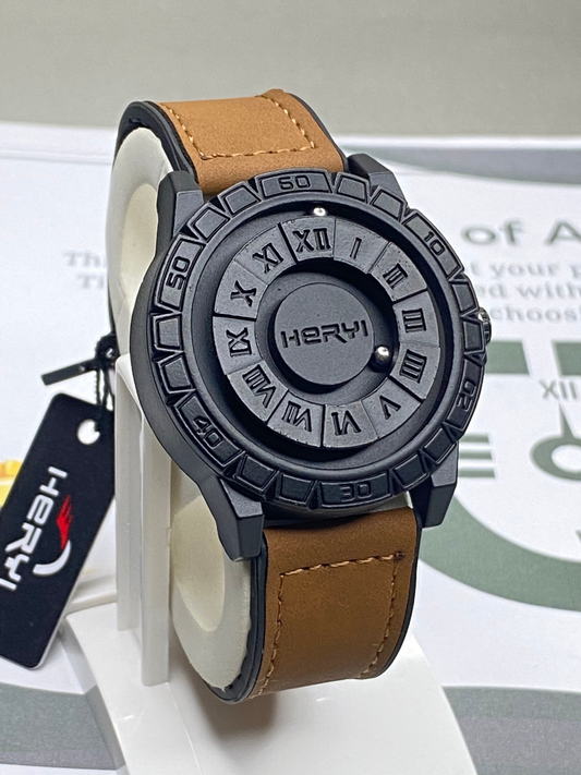 HERYI Revolutionary Bearing Watch With Metallic Dial Magnetic Lock & Silicone Straps