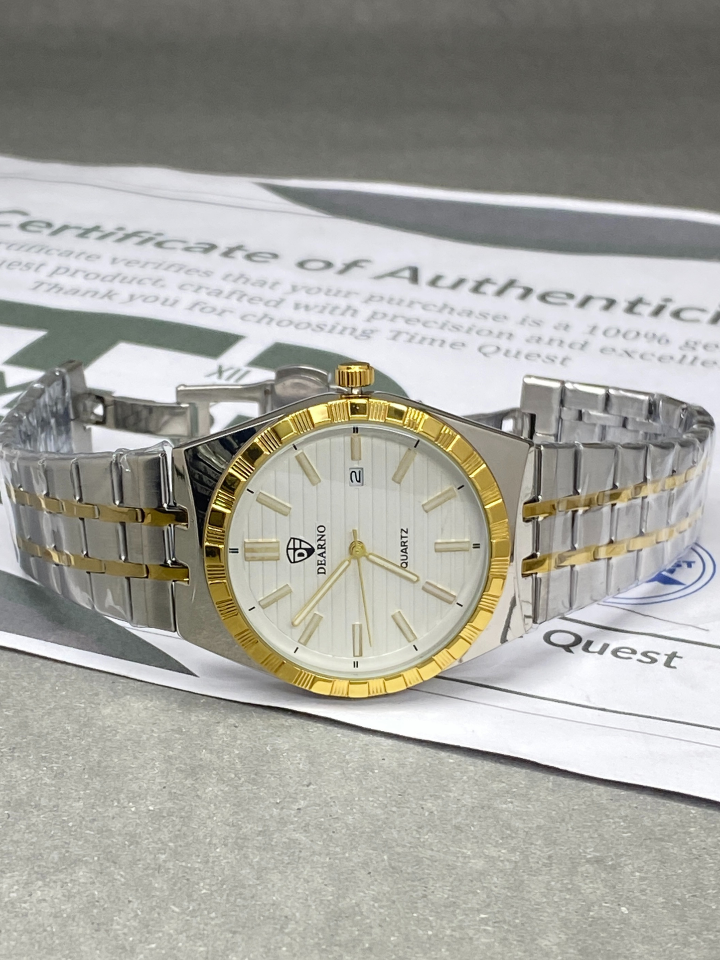 DEARNO Luxury Analog Quartz Movement Stainless Steel Chain Watch For Men