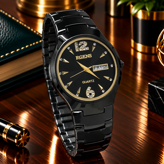 RGENS Luxury Men's Analog Quartz Stone Made Watch With Date & Day Display