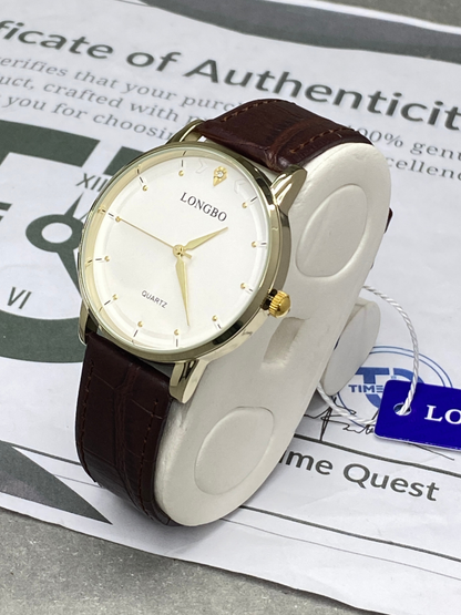 Longbo Analog Quartz Round Dial Stainless Steel Case Straps Watch For Men