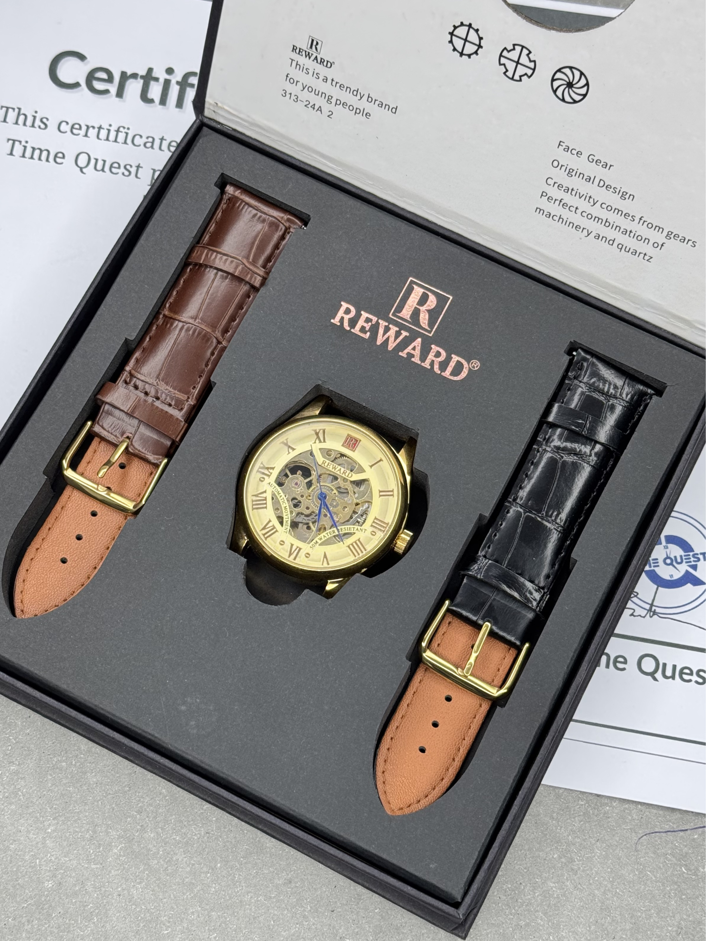 REWARD Men's Automatic - Mechanical Movement Watch With Dual Straps