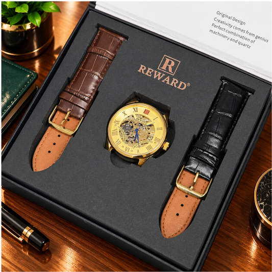 REWARD Men's Automatic - Mechanical Movement Watch With Dual Straps