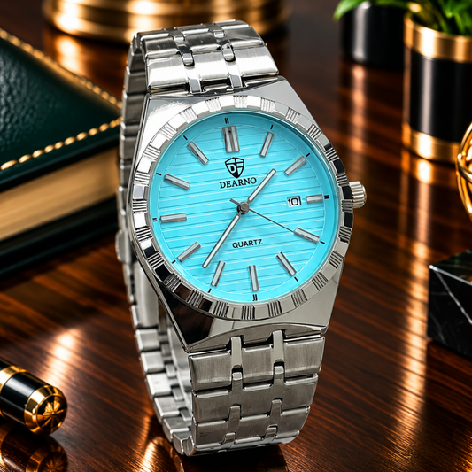DEARNO Luxury Analog Quartz Movement Stainless Steel Chain Watch For Men