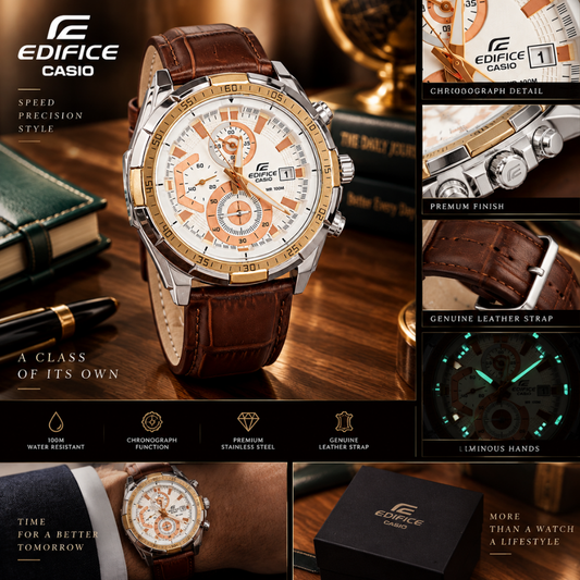 EDFICE Premium Chronograph Working Dial Analog Quartz Movement Straps Watch For Men