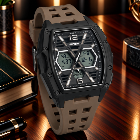 BNMI-5009G Curvex Shape Dial Digital Display Sports Watch For Men