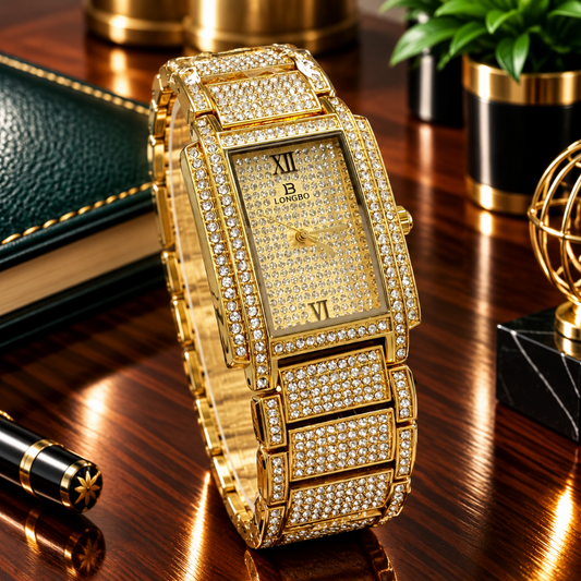 Premium Iced Out Longbo Stainless Steel Chain Watch For Men