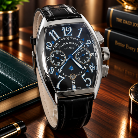 FRANCK MULLER Swiss Made Premium Chronograph Watch for Men with Smooth Sweep Movement