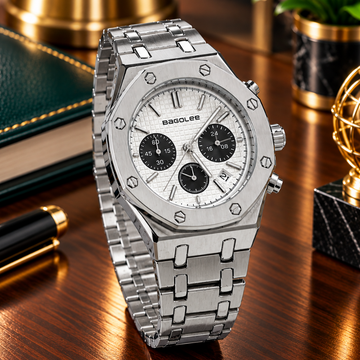 Premium Men’s Stainless Steel Chain Chronograph Wristwatch with Date Display