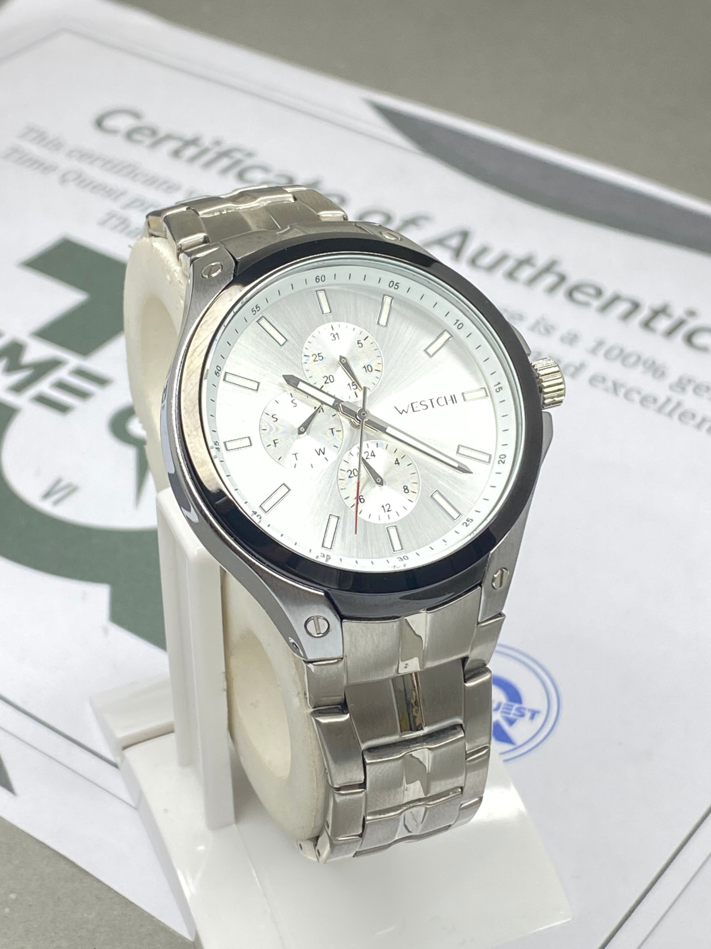 WESTCHI Luxury Chronograph Working Analog Stainless Steel Made Chain Watch for Men