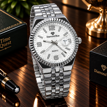Luxury Round Dial Analog Quartz Chain Watch for Men with Date Display