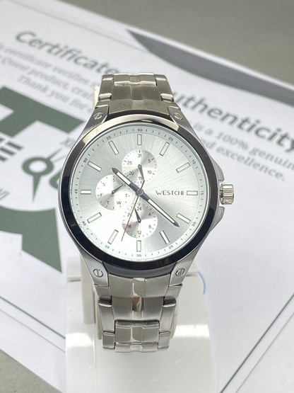 WESTCHI Luxury Chronograph Working Analog Stainless Steel Made Chain Watch for Men