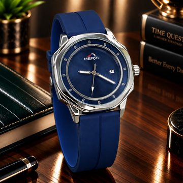 Heyri Men’s Octagonal Dial Analog Quartz Watch with Silicone Strap Magnetic Lock and Date Display