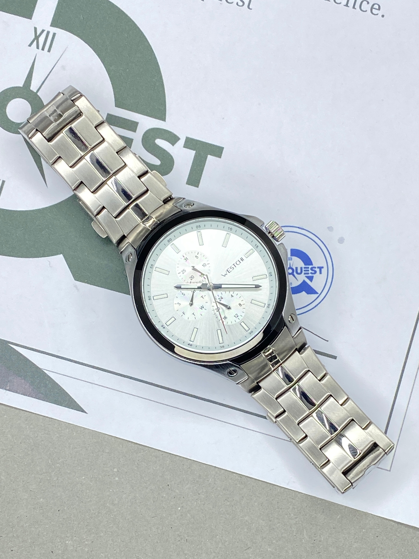 WESTCHI Luxury Chronograph Working Analog Stainless Steel Made Chain Watch for Men