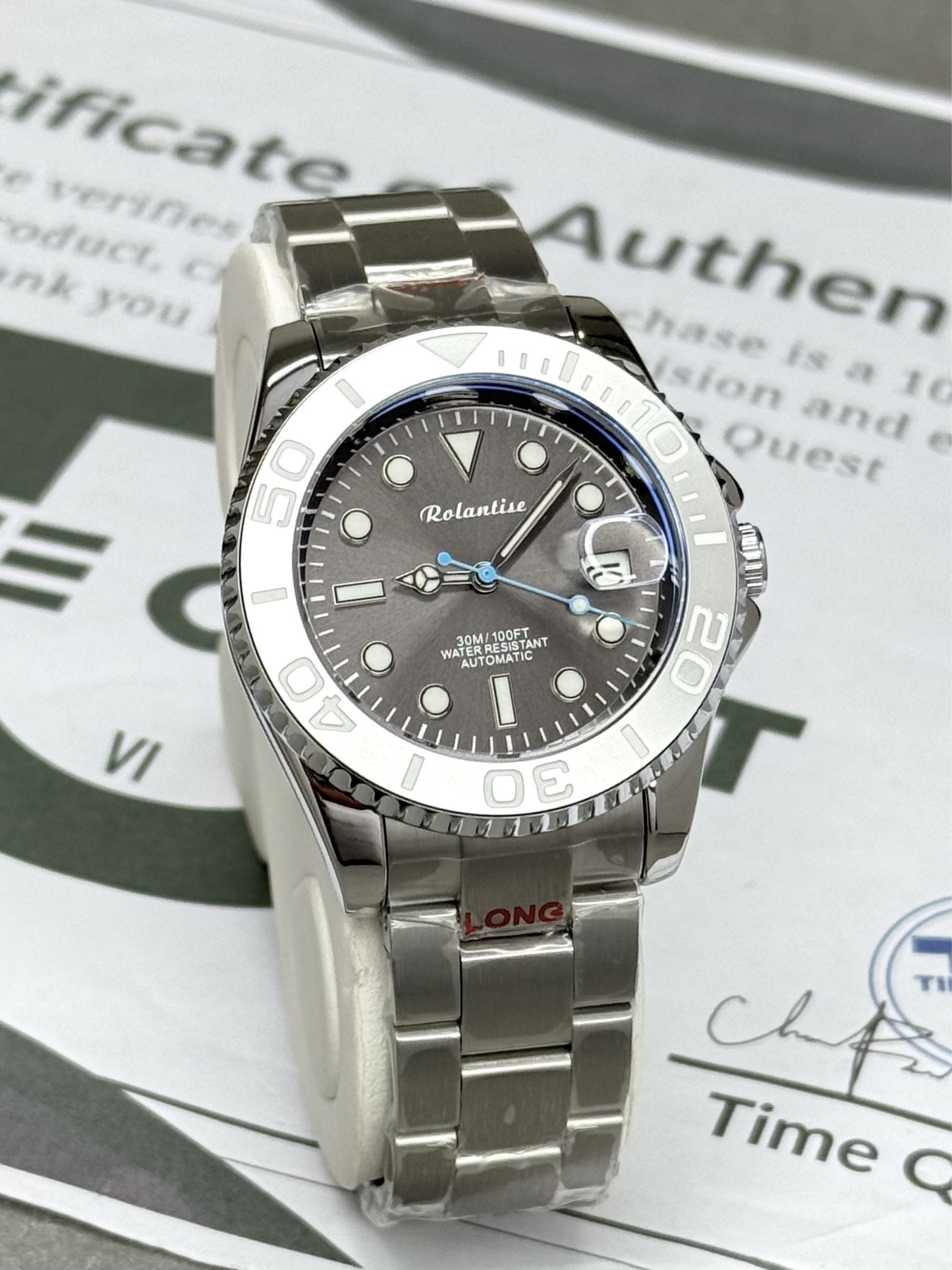 Rolantise Luxury Automatic Mechanical Movement Rotatable Bezel Chain Watch