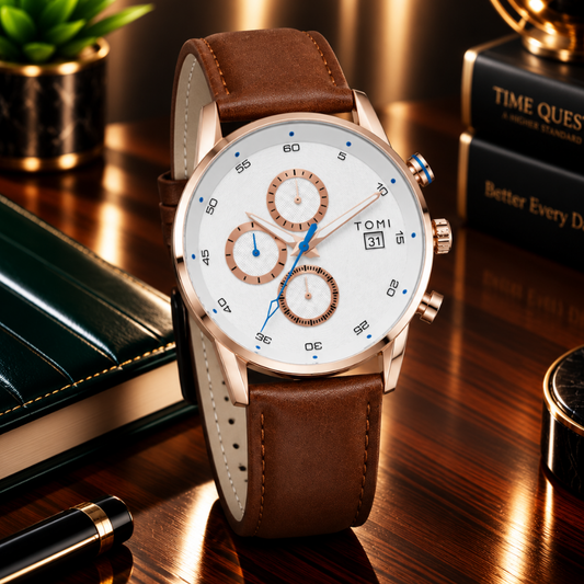 TOMI T-601 S6 Series Chronograph Luxury Watch Gift Set with Cufflinks & Tie Pin for Men