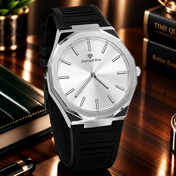Luxury Slim Octagonal Dial Analog Quartz Movement Silicone Straps Watch For Men